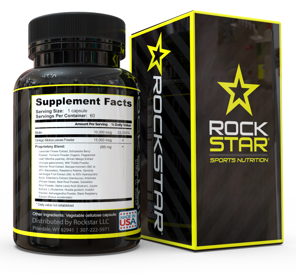 Rockstar Ginkgo Dietary Supplement Superblend, 60 Capsules