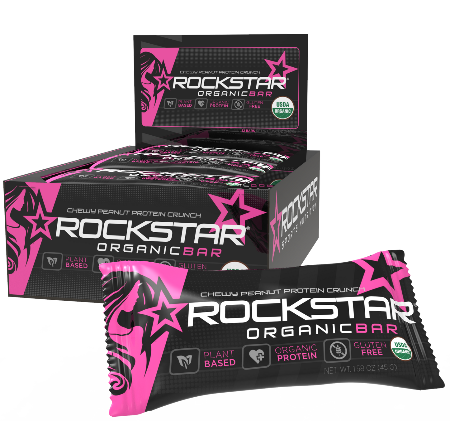 Rockstar Organic Protein Bar for Women, 12 pack